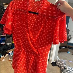 Red Polka Dot Wrap Dress